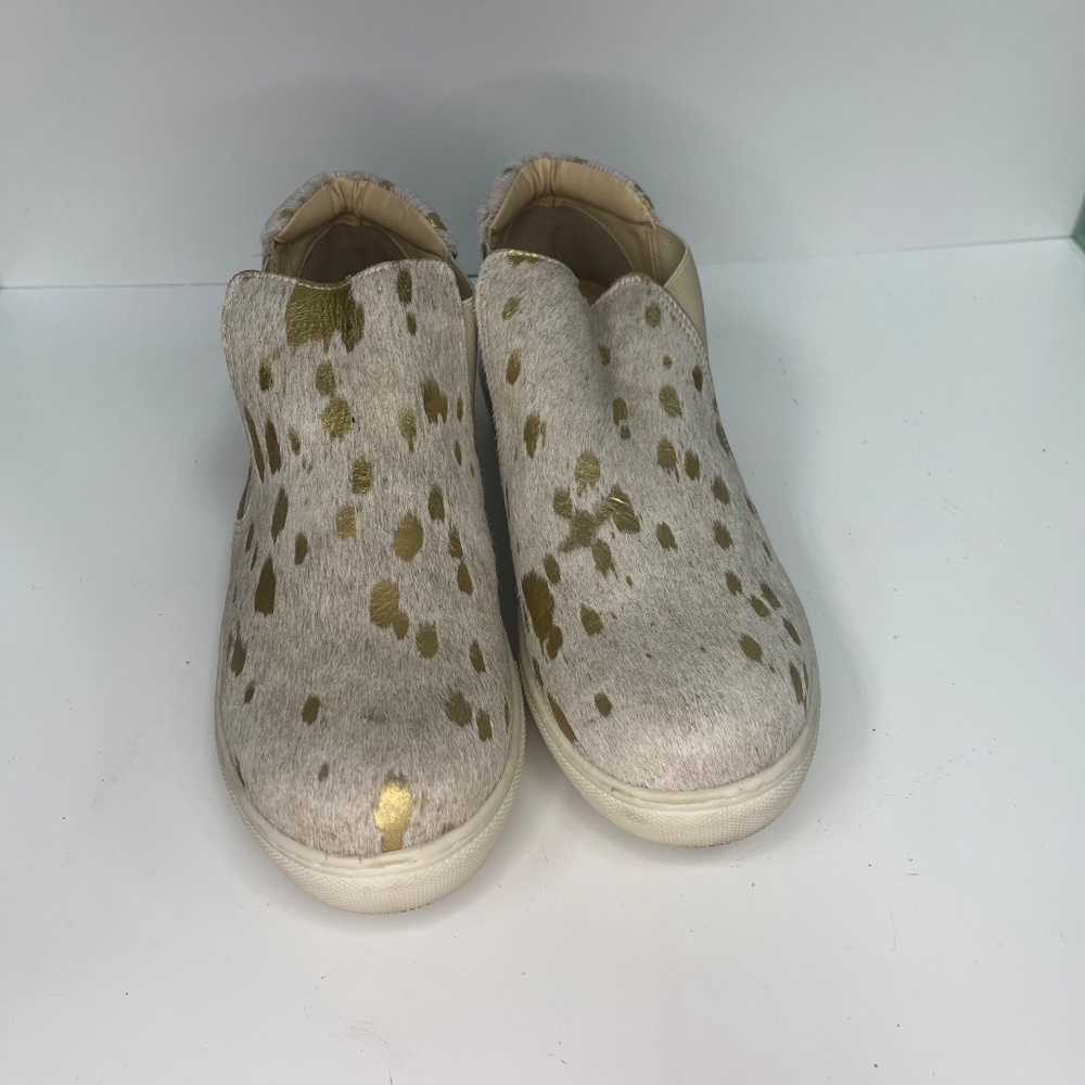 Matisse Cowhide Slip-On Booties Women’s Size 10 Gold Foil Accent Shoes - Picture 2 of 8